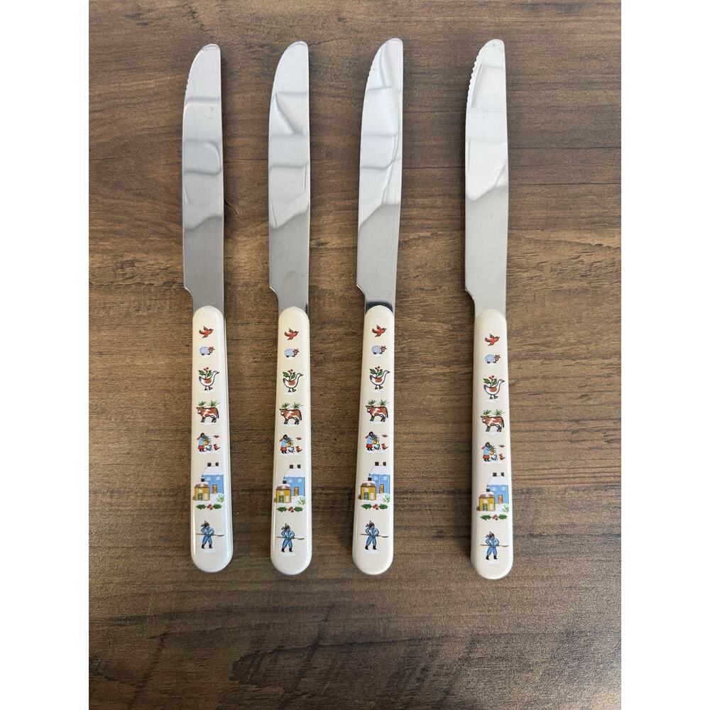 RARE 4 International Heartland Tableworks Christmas Dinner Forks - Cozy Cottage